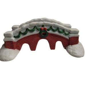 Ceramic Christmas Village Bridge‎ Snow Brick Garland Wreath Holiday Decor